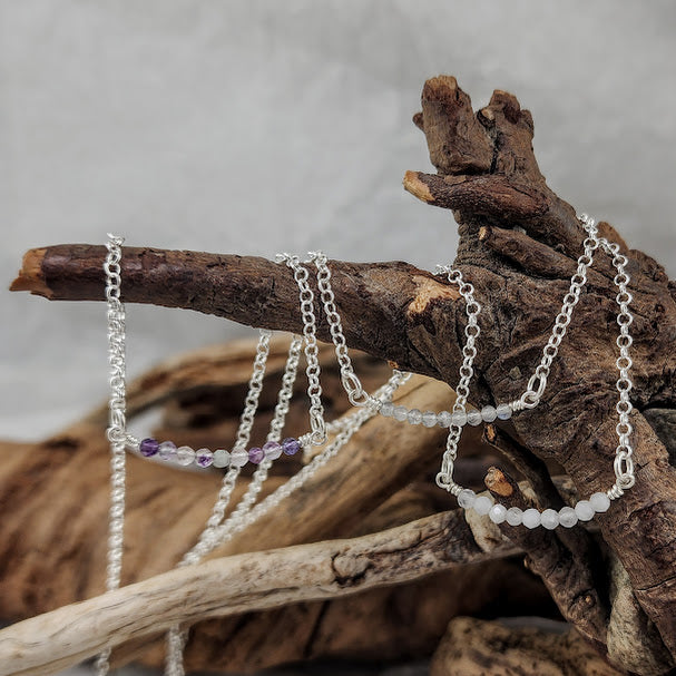 Bar Necklaces - Labradorite, Fluorite and Moonstone