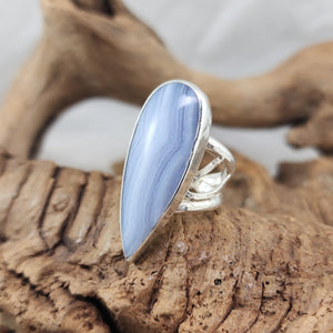 Blue Lace Agate Filigree Ring - OOAK
