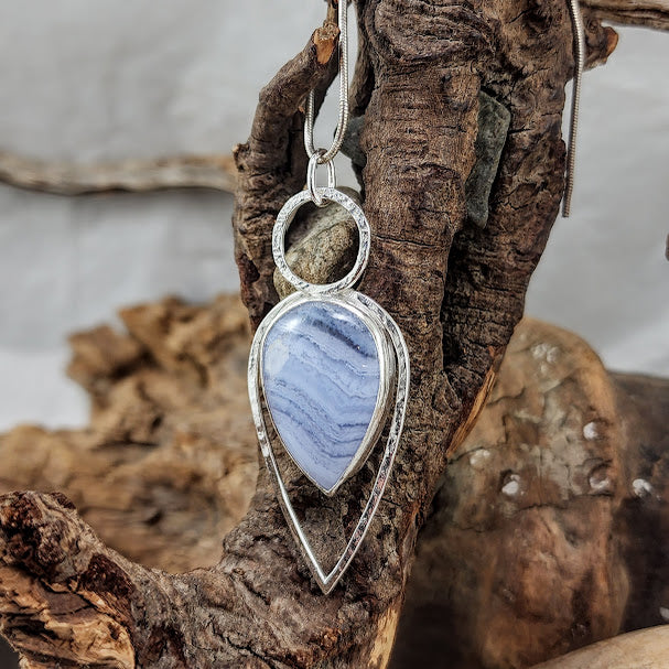 Blue Lace Agate Teardrop Pendant