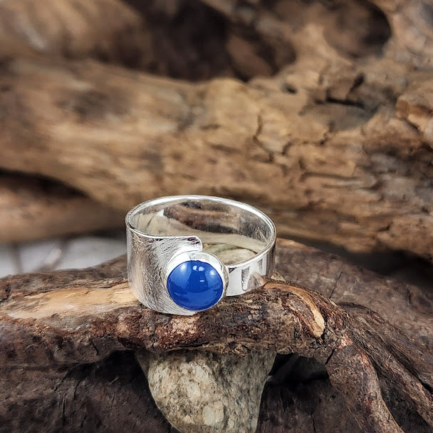 Blue Onyx Asymmetric Band Ring