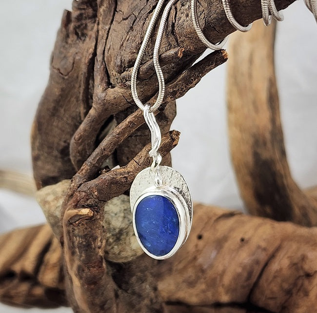 Blue Australian Opal drop pendant - OOAK