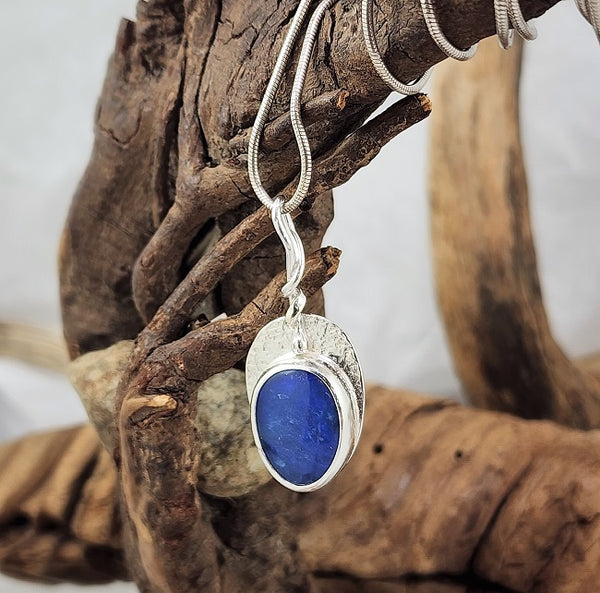 Blue Australian Opal drop pendant OOAK Little Gypsy's Fine Jewelry