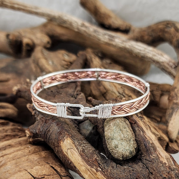 Braided Clasp Bracelet - Silver & Copper