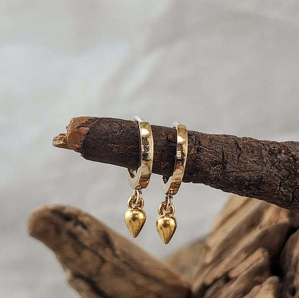 Bronze Hinged Huggie Hoops - 24k Vermeile Dangle