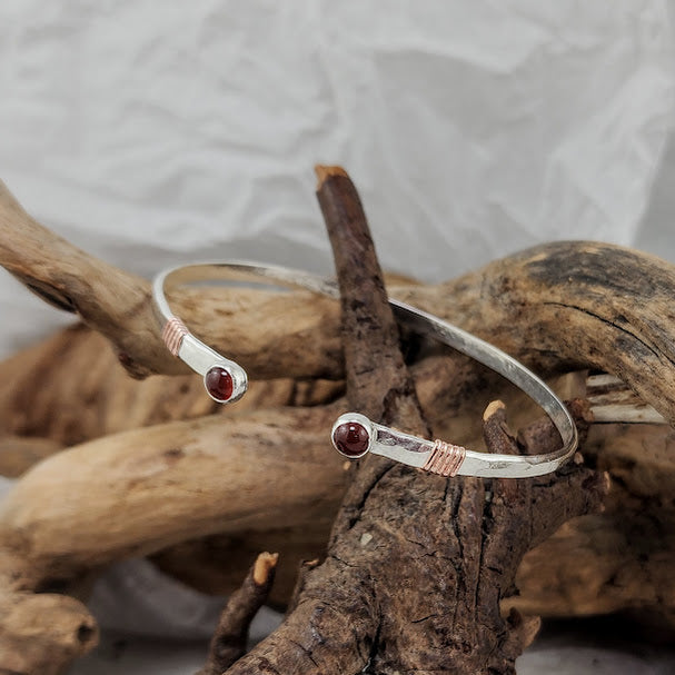 Carnelian Wrapped Cuff - Silver with Copper