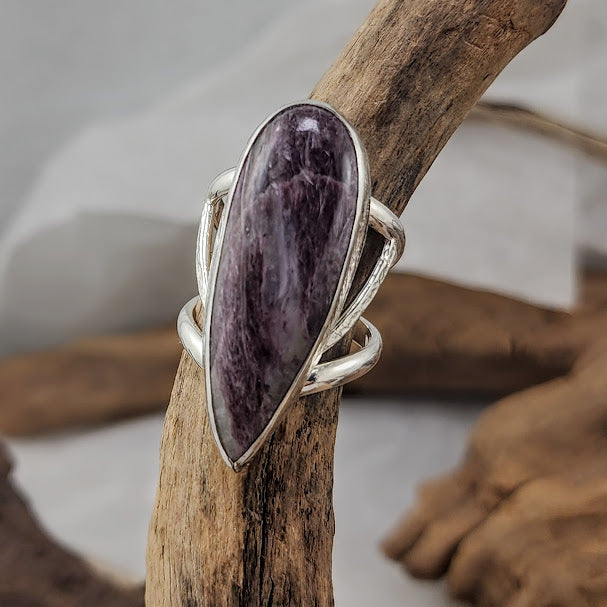 Charoite Free Form Filigree Ring - OOAK