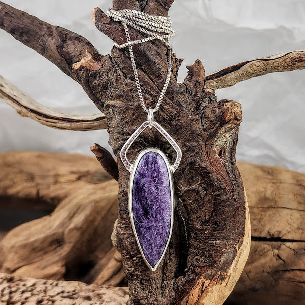 Charoite Freeform Teardrop Pendant
