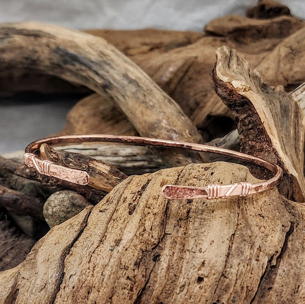 12 gauge Hammered Copper Cuff - Adjustable