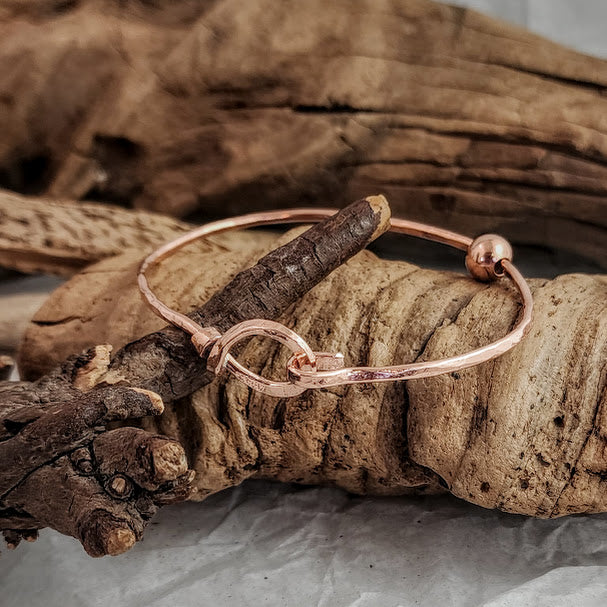 Copper Lariat Bracelet -8mm Rolling Bead