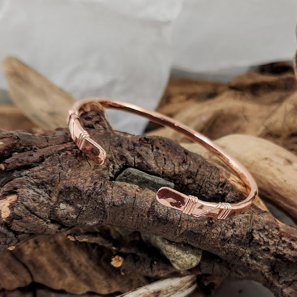 Hammered Copper Wire Wrap Cuff - 8 gauge
