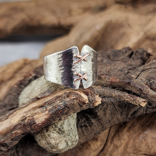 Corset Ring - Silver with Copper