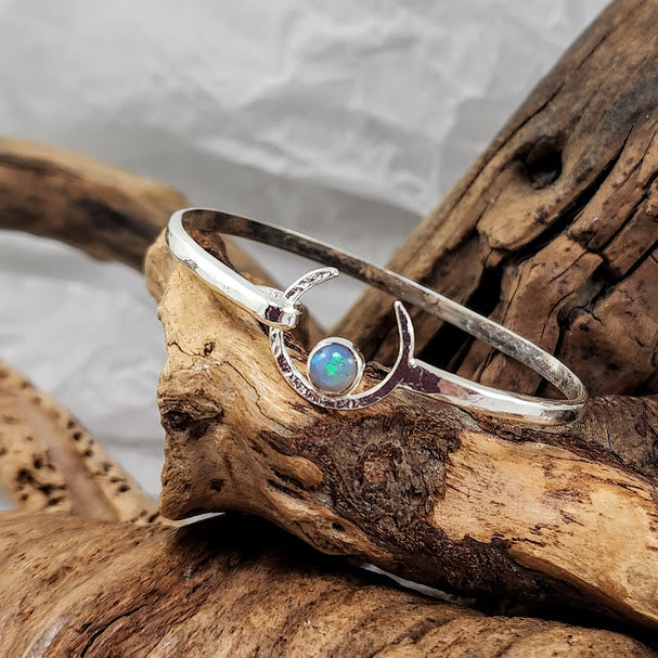 Crescent Moon Clasp Bracelet - Opal