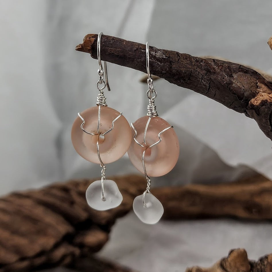 Handmade Glass and Seaglass Earrings