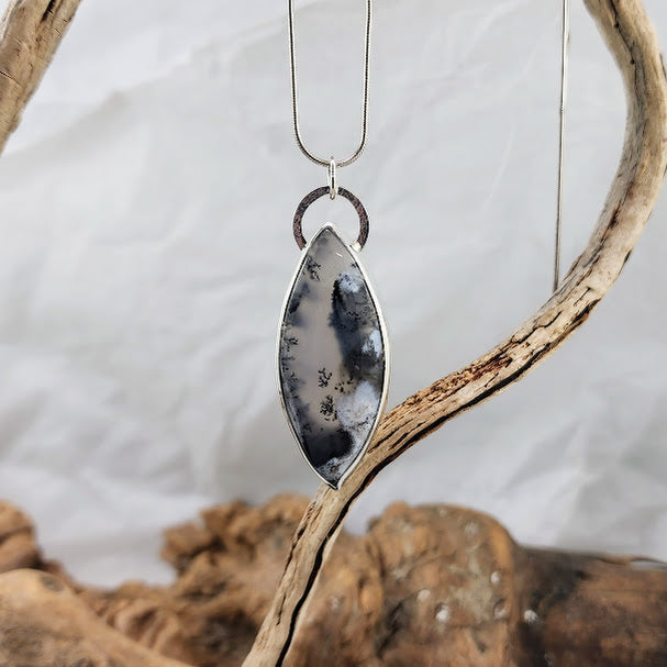 Dendritic Chalcedony Marquise - OOAK