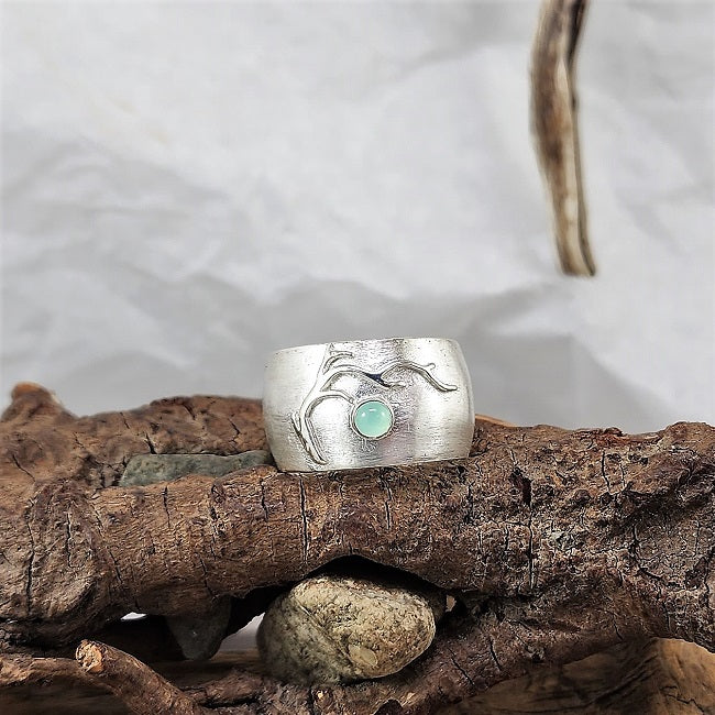 Domed Band Ring - 4mm Chrysoprase