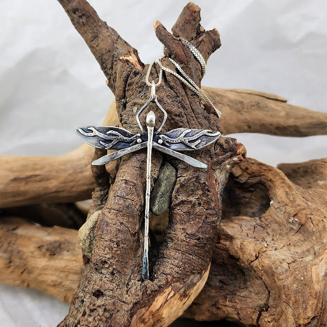 Dragonfly Pendant - Hand-forged OOAK