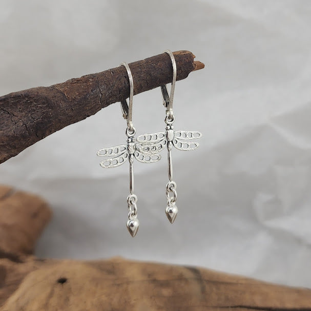 Dragonfly Drop Earrings - Leverback