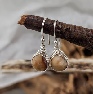 Fancy Jasper Herringbone Wrap Earrings
