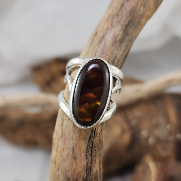 Fire Agate Filigree Ring - OOAK
