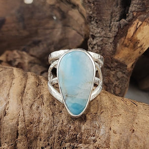 Freeform Larimar Filigree Ring - OOAK