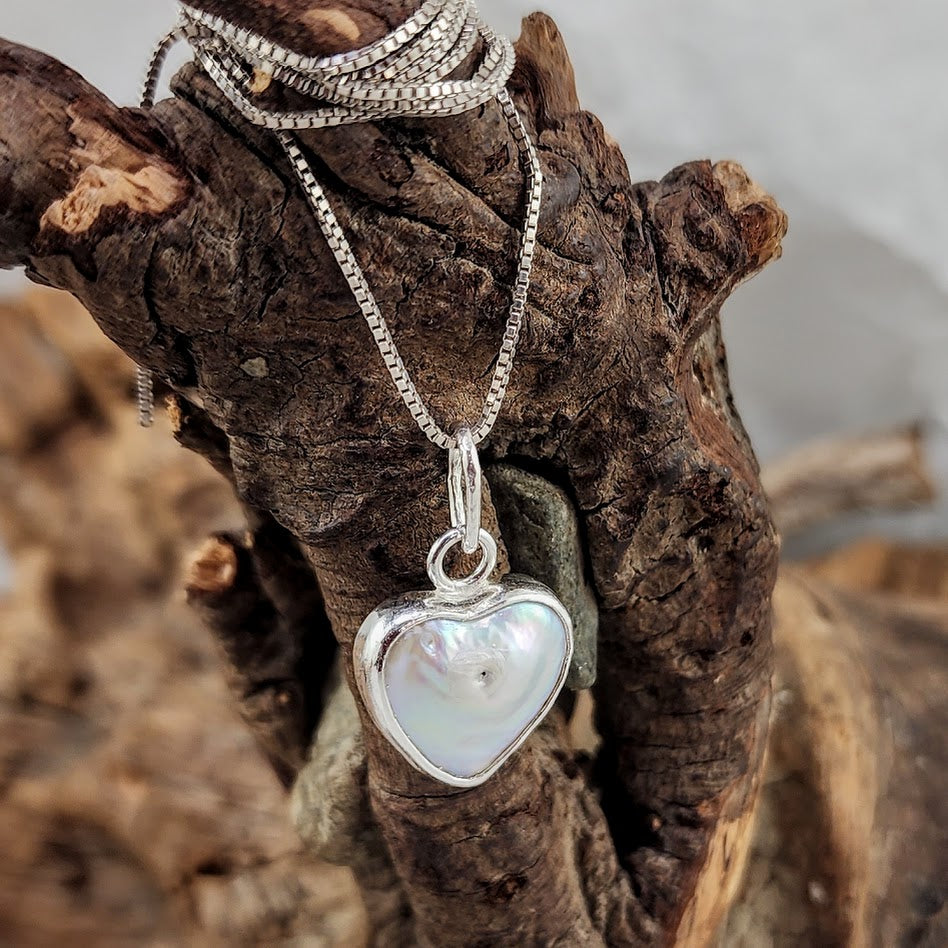 Organic Freshwater Pearl Heart Pendant