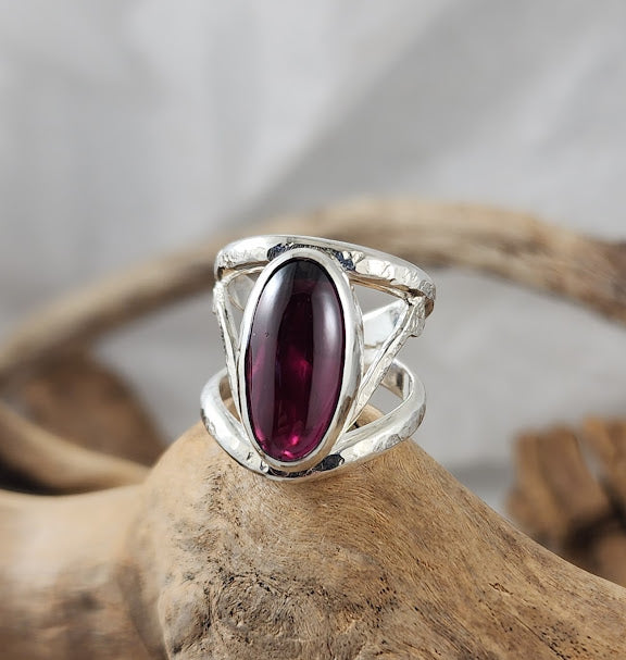 Garnet Filigree Ring - OOAK