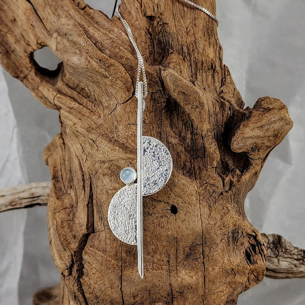Geometric Pendant - 6mm Aquamarine, OOAK