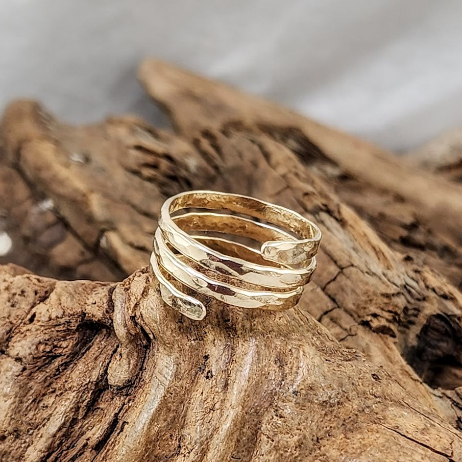 Hammered 14k Goldfill Wrap Ring - Adjustable