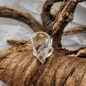 Golden Rutilated Quartz Filigree Ring - OOAK