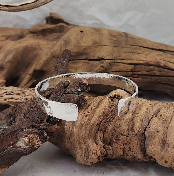 Heavy Hammer Forged Silver Cuff -Adjustable