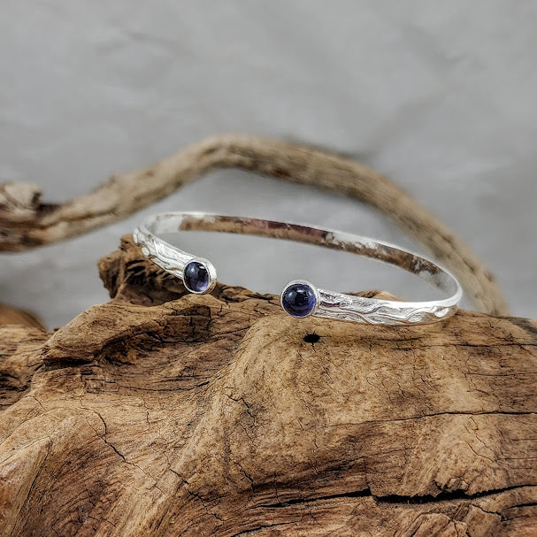 Hammered Cuff - Branches With Iolite