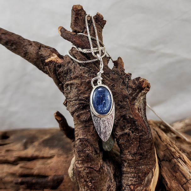 Kyanite Oval on Teardrop Silver - OOAK