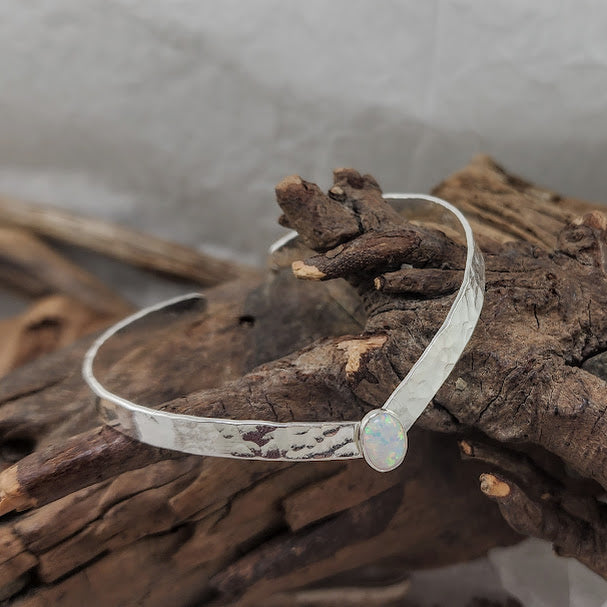 Hammered Chevron Cuff - Kyocera Opal