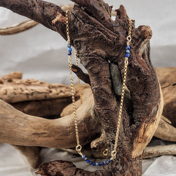 Faceted 2mm Lapis - 14k Goldfill