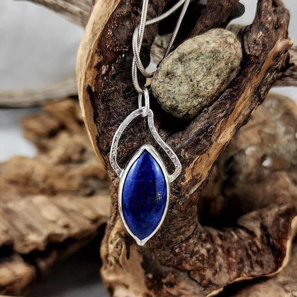 Lapis Marquise Pendant - OOAK
