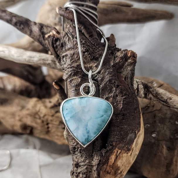 Larimar Freeform Teardrop Pendant - OOAK