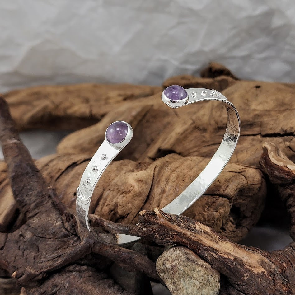 Lavender Amethyst Forged Cuff - Adjustable