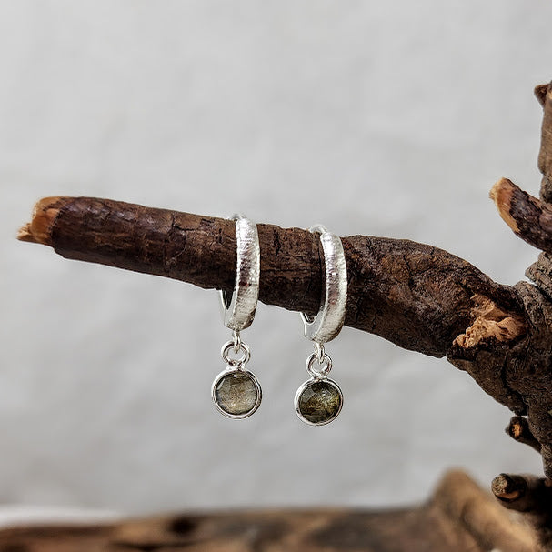 Labradorite Hinged Hoops