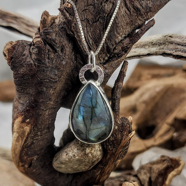 Labradorite Teardrop Pendant - 1.25 inch