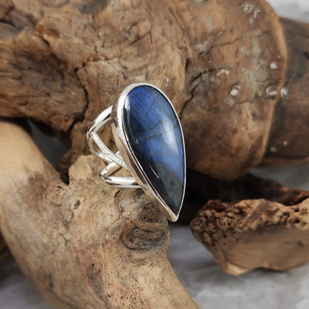 Labradorite Teardrop Filigree Ring - OOAK