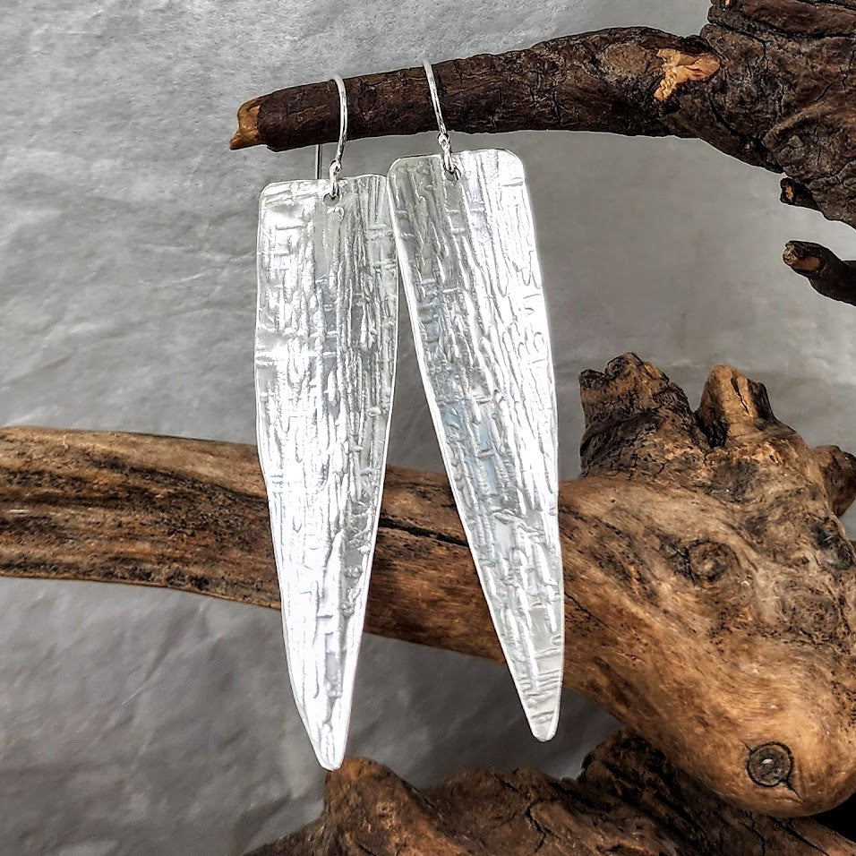 Hammered Silver Dagger Earrings