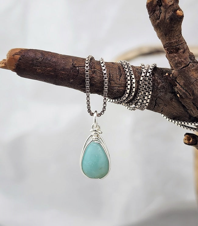 Amazonite Herringbone Wrap Pendant