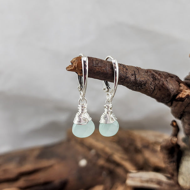 Ocean Blue Chalcedony Decorative Leverbacks