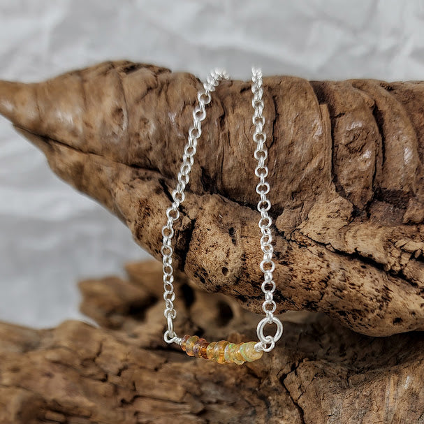 Australian Opal Bar Necklaces - Silver, 14k Goldfill