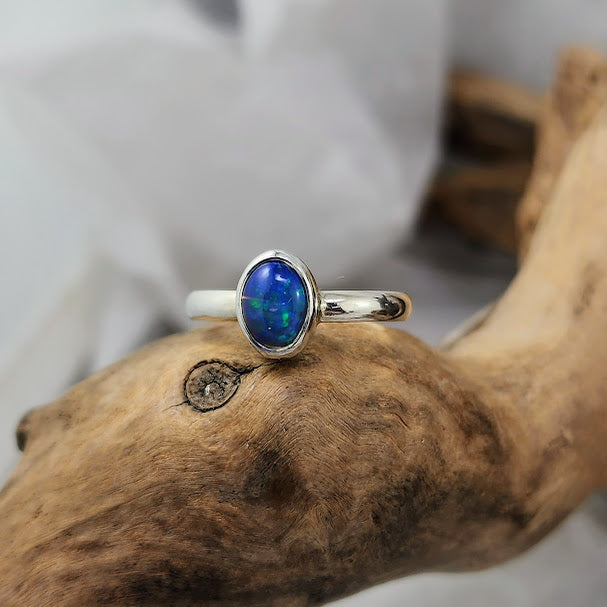 African Opal Solitaire Ring