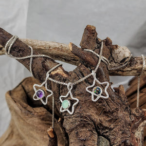 Open Star Pendants - Assorted Stones