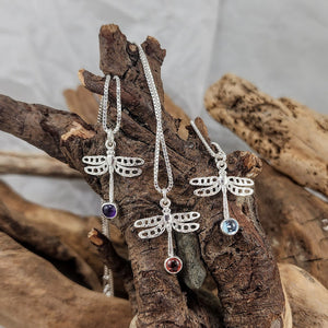 Open Wing Dragonfly Pendants - 4mm stones