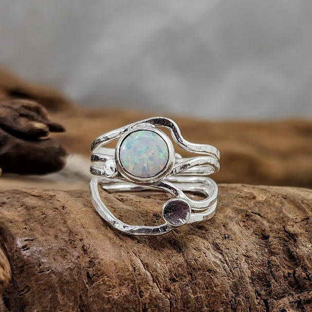Kyocera Opal Organic 4 Strand wrap Ring - OOAK