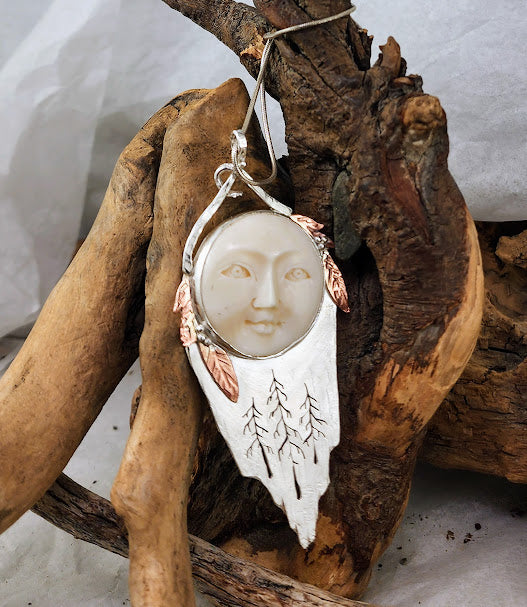 Mother Goddess - Ox Bone, Sterling and Copper - OOAK