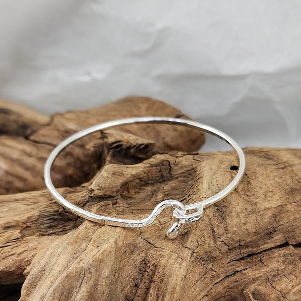 Hammered Silver Clasp Bracelet
